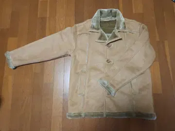 베이지 퍼 옷깃 싱글 라이더 자켓