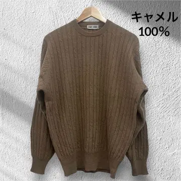 남성용 PURE CAMEL 퓨어 카멜 케이블 니트 카멜 100%