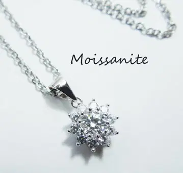 0.5ct D 모이사나이트 플라워 목걸이 펜던트 탑 & 체인