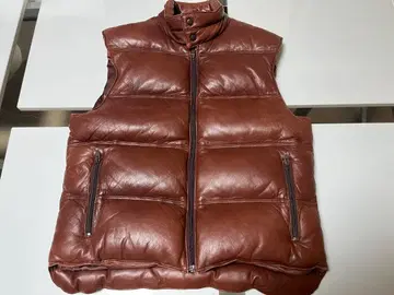 Phillippe Monet 빈티지 가죽 다운 베스트 M