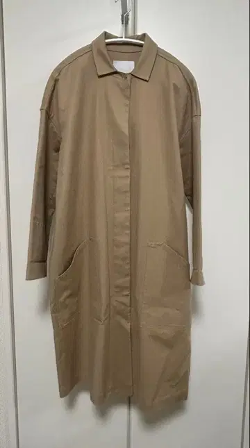 라디언스드 시세 스탠 칼라 롱 트렌치코트 베이지