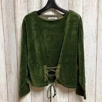 Coomb 올리브 그린 레이스업 긴팔 상의