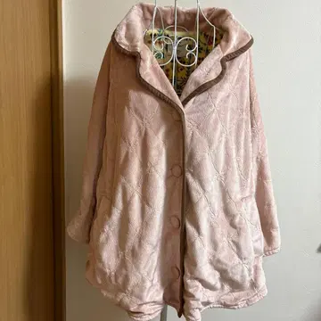 핑크 플리스 퀼팅 판초 가디건