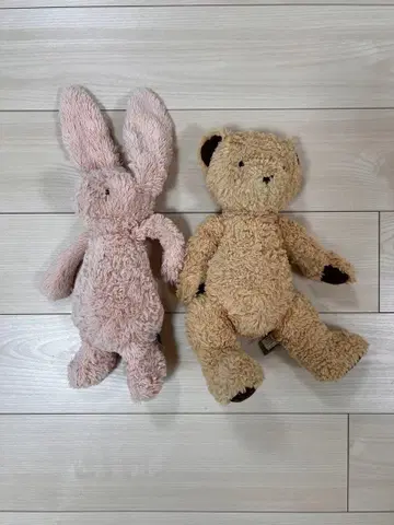Jellycat 봉제 인형 세트 핑크 토끼와 베이지 곰
