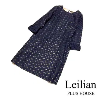 새상품급 레리아 엠플러스 하우스 원피스 오간자 자카드 헤링본 무늬