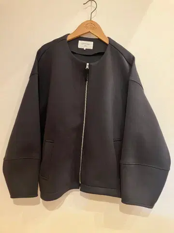 Samansa Mos2 블루 노카라 자켓 차콜 그레이