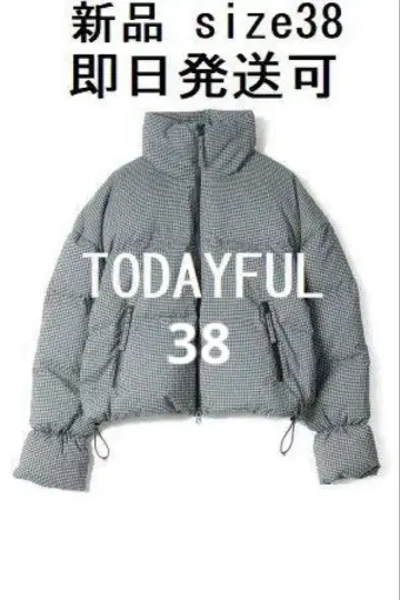 당일 발송 가능 투데이풀 체크 무늬 숏 다운 자켓 38