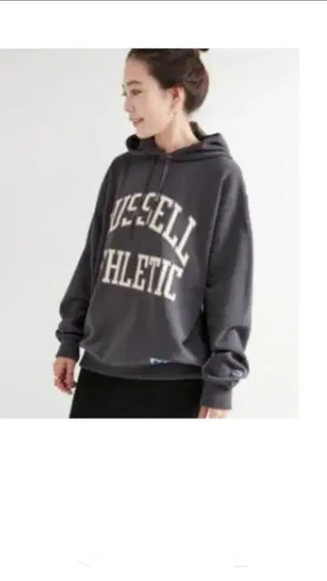 새상품급 RUSSELL ATHLETIC 로고 프리 후드티 블랙