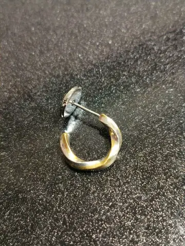 silver 925 놋쇠 콤비 트위스트 후프 귀걸이