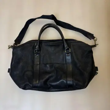 BRADY 블랙 주름 가죽 보스턴 백