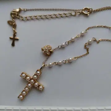 펄 크로스 골드 목걸이
