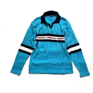 90s 빈티지 Honda 카라 부착 와플 피케 셔츠 티셔츠