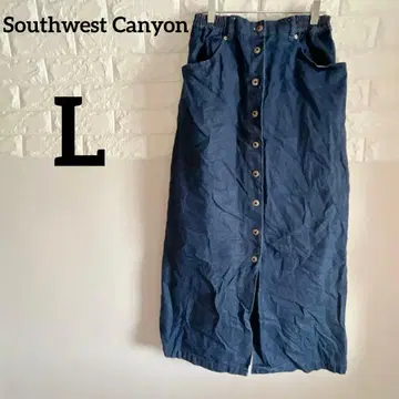 Southwest Canyon [ L ] 데님 롱 스커트 다크 블루