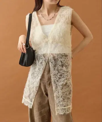 mystic 샤기 레이스 탱크 튜닉 레이스 샤기