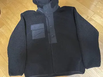 GU 엔지니어드 가먼츠 보아 플리스 스냅 후드티 L 블랙