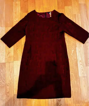 [ 새상품급 ] 버건디 7부 소매 A 라인 원피스 44