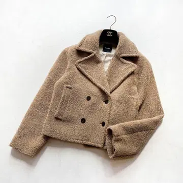 [ Theory ] 테디 플리스 보아 숏 기장 피 코트 베이지