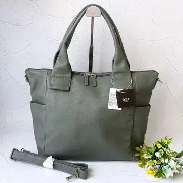 [새상품] ear PAPILLONNER 가죽 2WAY 토트백 카키 L