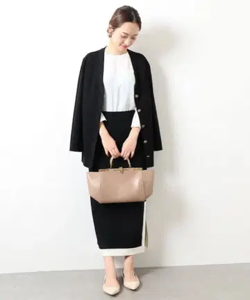 VERMEIL par iena 밀라노리브 배색 니트 스커트