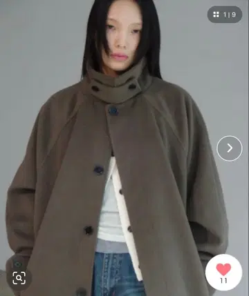 fekete 오버핏 롱 스텐카라 코트 브라운