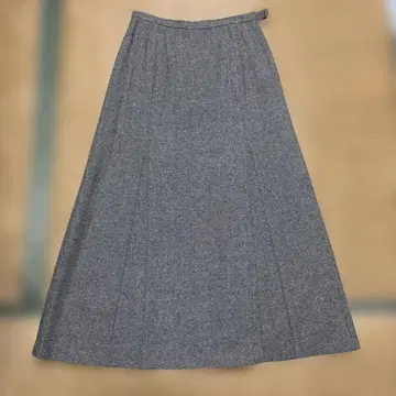 그레이 브라운 플레어 스커트 울 혼방 레나운