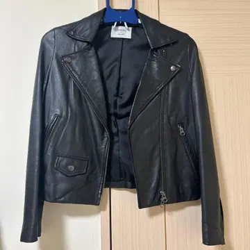 STUDIOUS 블랙 가죽 라이더 자켓 사이즈 0