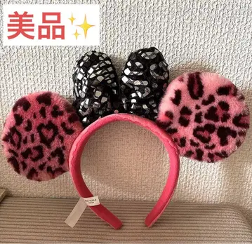 디즈니 미니 머리띠 표범 무늬 레오파드 무늬 핑크