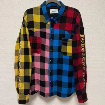 MAYO 멀티 컬러 체크 무늬 긴팔 셔츠