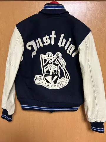 [초레어 천연 가죽] Just Big 바시티 자켓 네이비/화이트