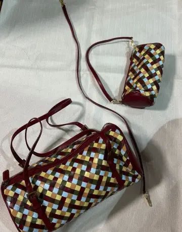 모녀 가방 miel 멀티 컬러 체크 무늬 숄더백 2종 세트