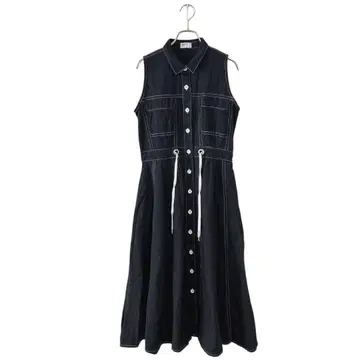 MERLOT IKYU 배색 스티치 워크 원피스/롱 셔츠 원피스