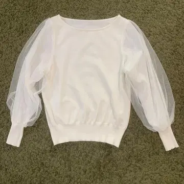 시스루 소매 화이트 풀오버