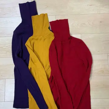 리브 터틀넥 스웨터 3색 세트 M 사이즈