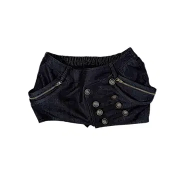 다크 블루 지퍼 포켓 미니 스커트