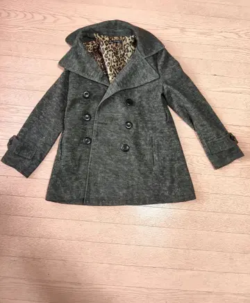 그레이 더블 브레스트 피 코트