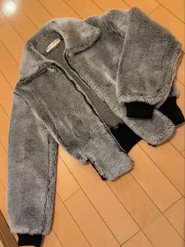 빈티지 갸루 구제 의류 인조 모피 크롭 기장 집업 자켓