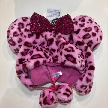 디즈니 미니 팬캡 레오파드 무늬 핑크