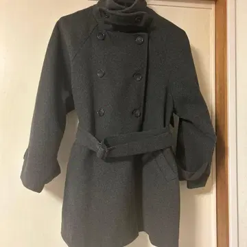 moment+ 니트 멜톤 2WAY 어레인지 칼라 미들 기장 트렌치코트