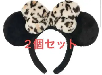 레오파드 무늬 리본 포함 머리띠 2개 세트