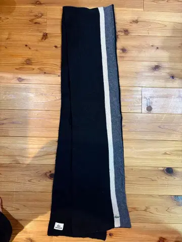 LACOSTE 스트라이프 머플러 블랙/그레이/베이지