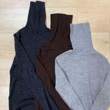 리브 편직 터틀넥 스웨터 3색 세트 M 사이즈