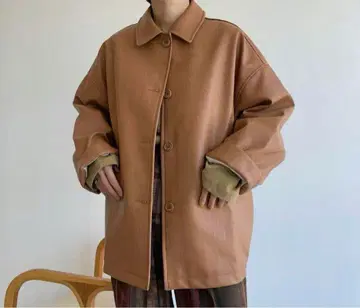 녹차 에코 가죽 자켓