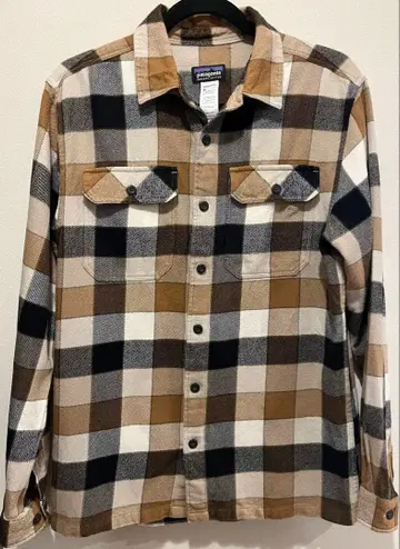 파타고니아 체크 무늬 플란넬 셔츠 긴팔 남성용 S 사이즈