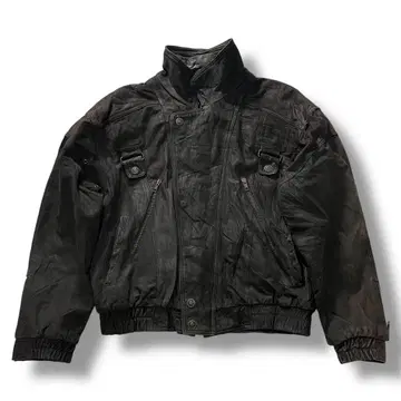 90s Wilsons 디자인 가죽 자켓 라이더스 쇼트 기장 구제 블랙