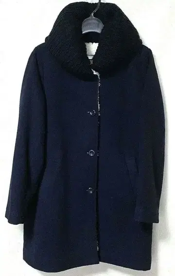 Soul berry 네이비 롱 코트 큰 니트 옷깃 LL 사이즈