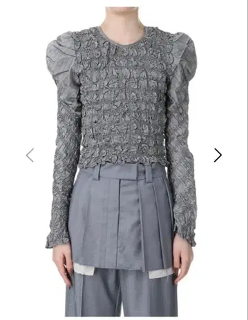 MAISON SPECIAL 셔링 퍼프 슬리브 상의 그레이