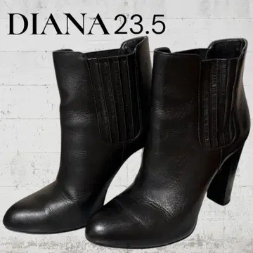 DIANA 사이드 고어 부츠 블랙 청키힐 23.5cm