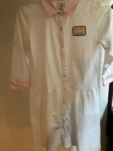 물방울 패턴 오부 소매 셔츠 사이즈 40