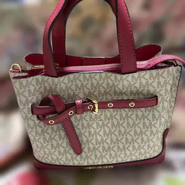 미사용품 Michael Kors 핸드백 베이지/와인 레드