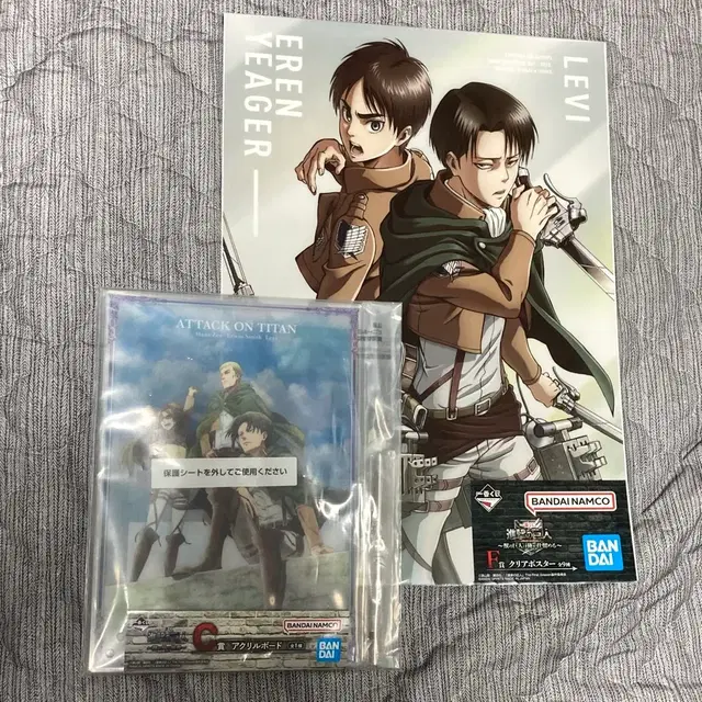 진격의거인 C상 빅아크릴보드 스탠드 액자+F상 포스터 리바이 에렌 간부조